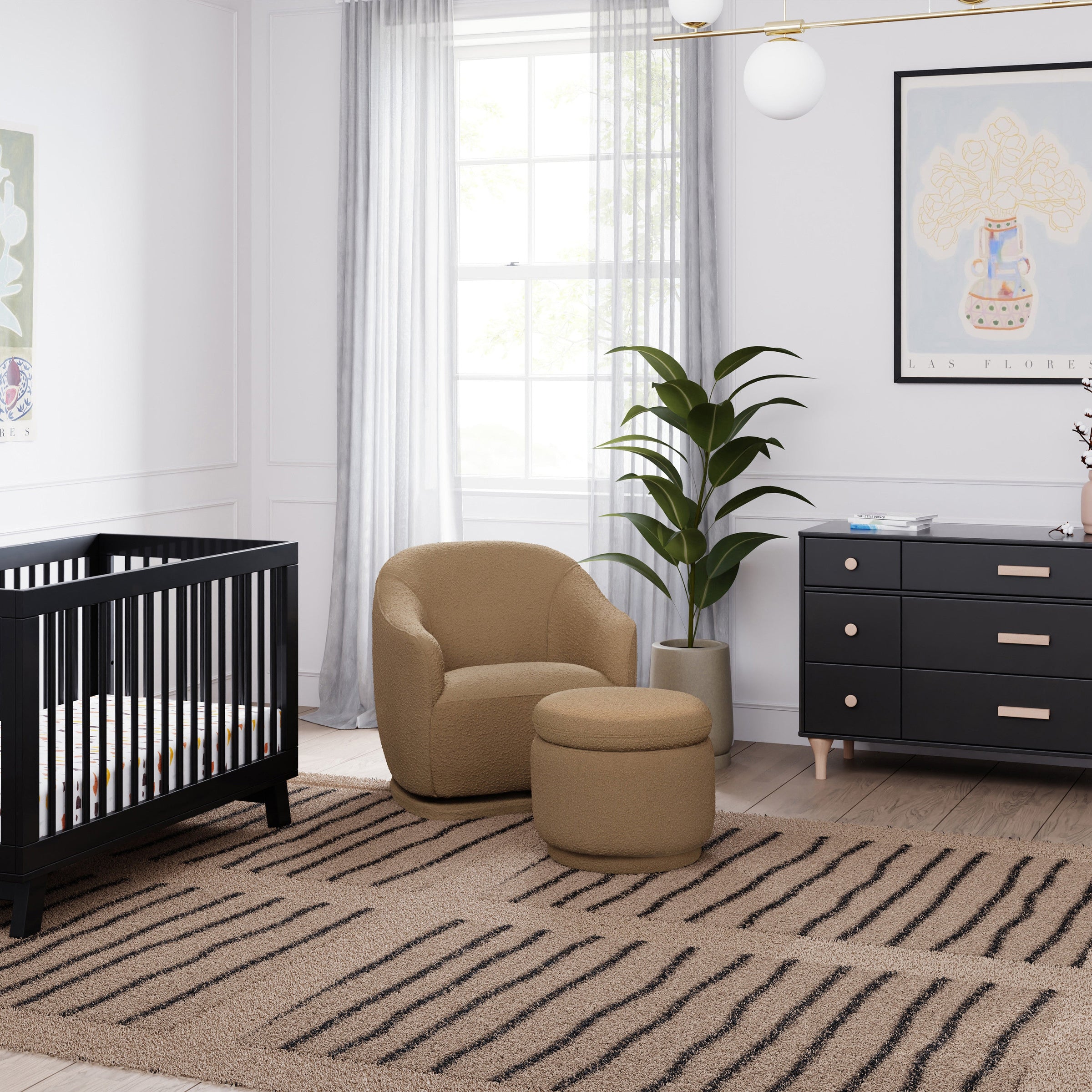 M22985SAB,Enoki Storage Ottoman in Sand Boucle