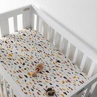 T29136,Terrazzo Muslin Mini Crib Sheet in GOTS Certified Organic Cotton