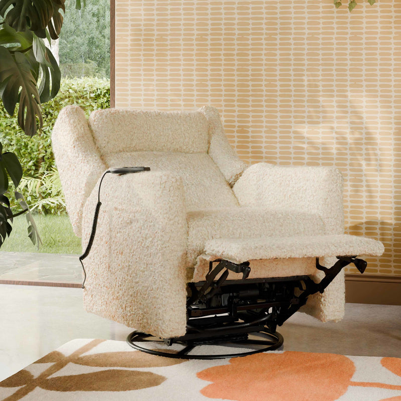 M11283AT,Kiwi Deluxe Power Glider Recliner w/Heat&Massage in Almond Teddy Loop