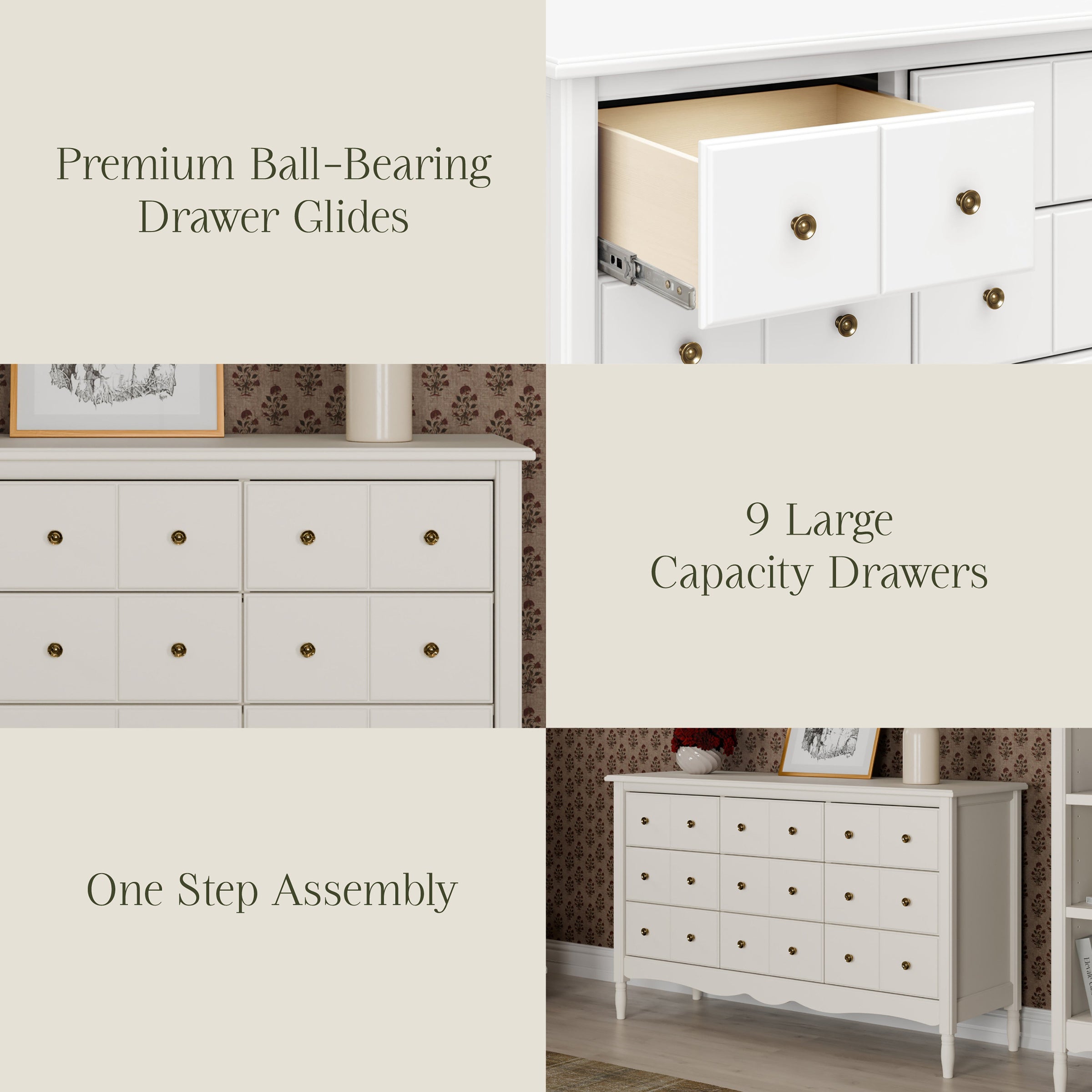 M7128RW,Liberty 9-Drawer Assembled Dresser in Warm White