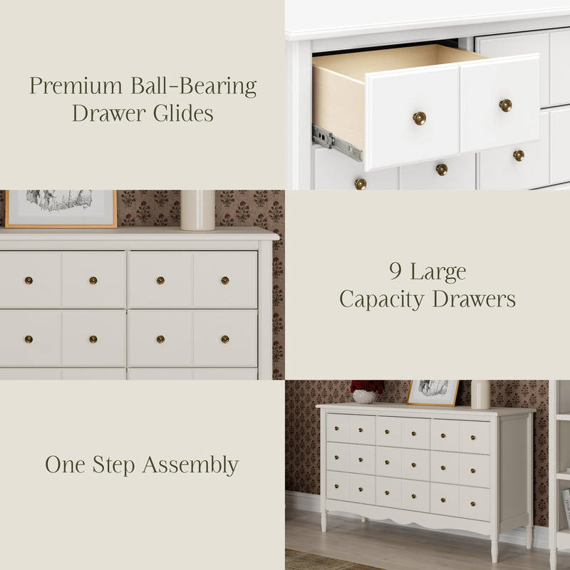 M7128RW,Liberty 9-Drawer Assembled Dresser in Warm White