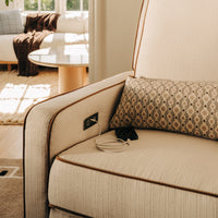 M23085PCMTB,Nate Berkus x Babyletto Sigi Power Recliner in Performance Cream Linen w/ Toffee Base