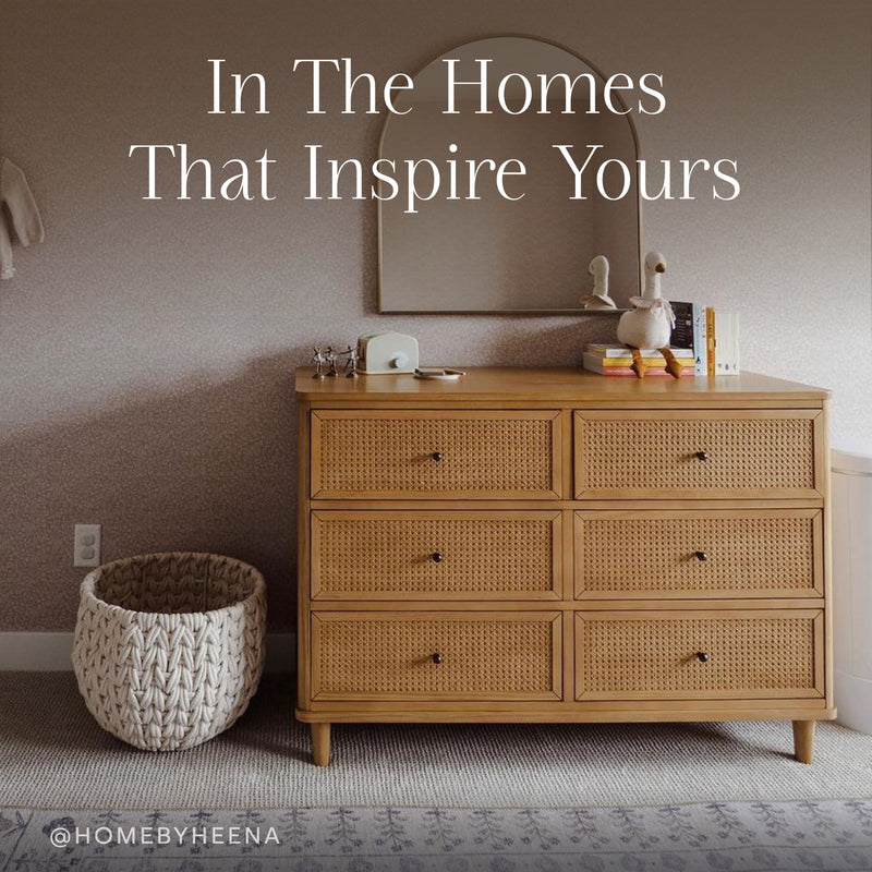 M23716HYHC,Marin with Cane 6 Drawer Assembled Dresser in Honey and Honey Cane