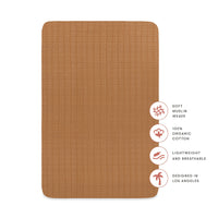 T29536BTS,Burnt Sienna Muslin Mini Crib Sheet in GOTS Certified Organic Cotton