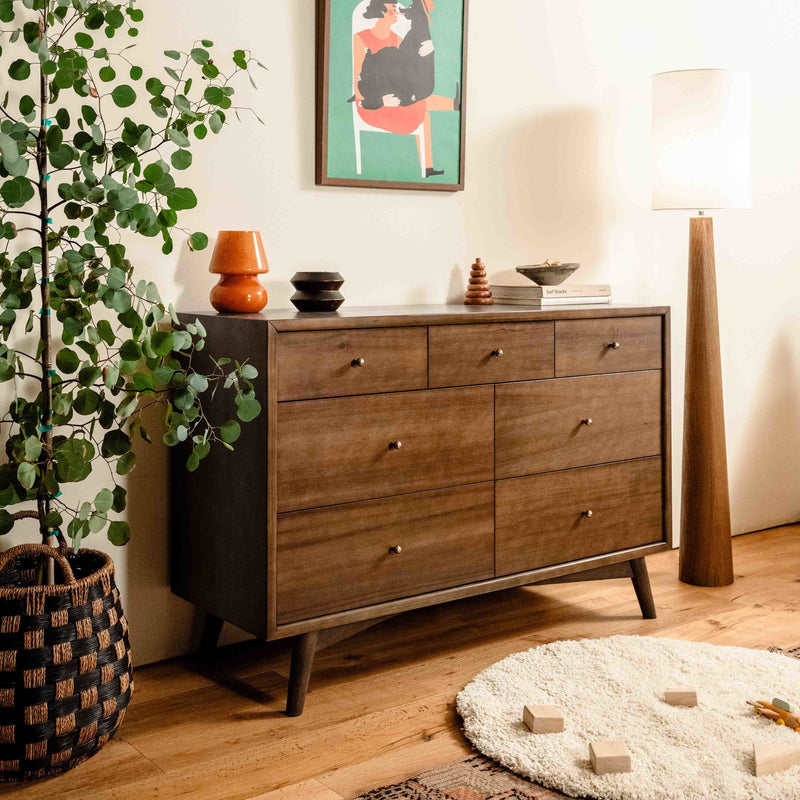 M15916NL,Palma 7-Drawer Double Dresser  Assembled in Natural Walnut