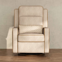 M23082BSCTB,Nate Berkus x Babyletto Sigi Pro Power Recliner in Perf Bronze Stripe Eco-Crossweave w/Toffee Base