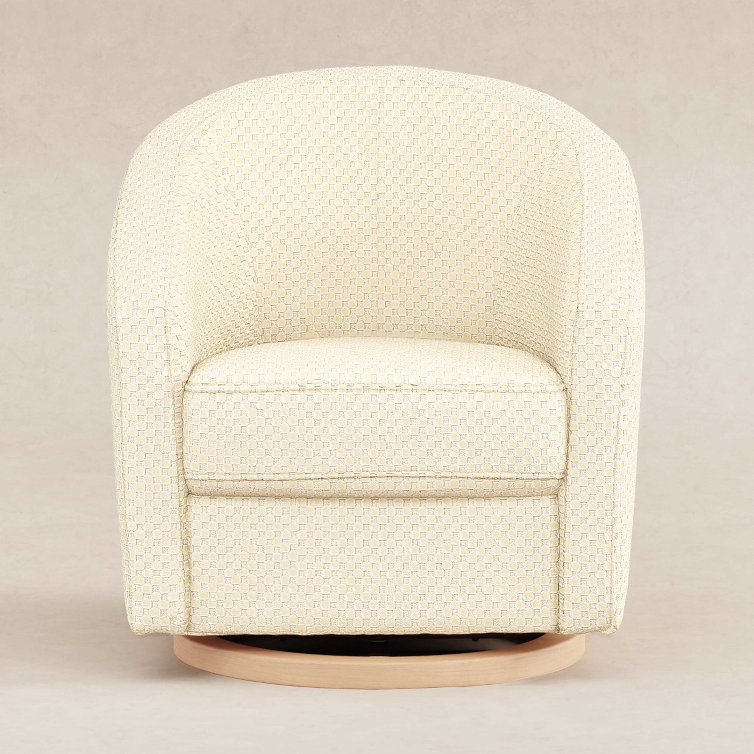 M5887IVCL,Madison Swivel Glider in Ivory Velvet Checker w/ Light Wood Base