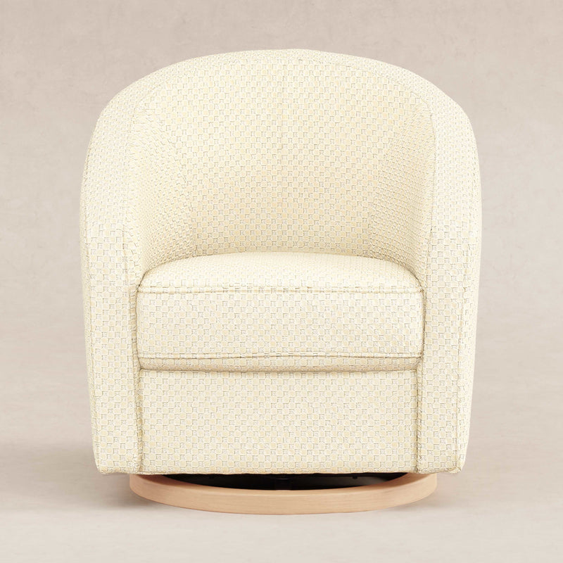 M5887IVCL,Madison Swivel Glider in Ivory Velvet Checker w/ Light Wood Base