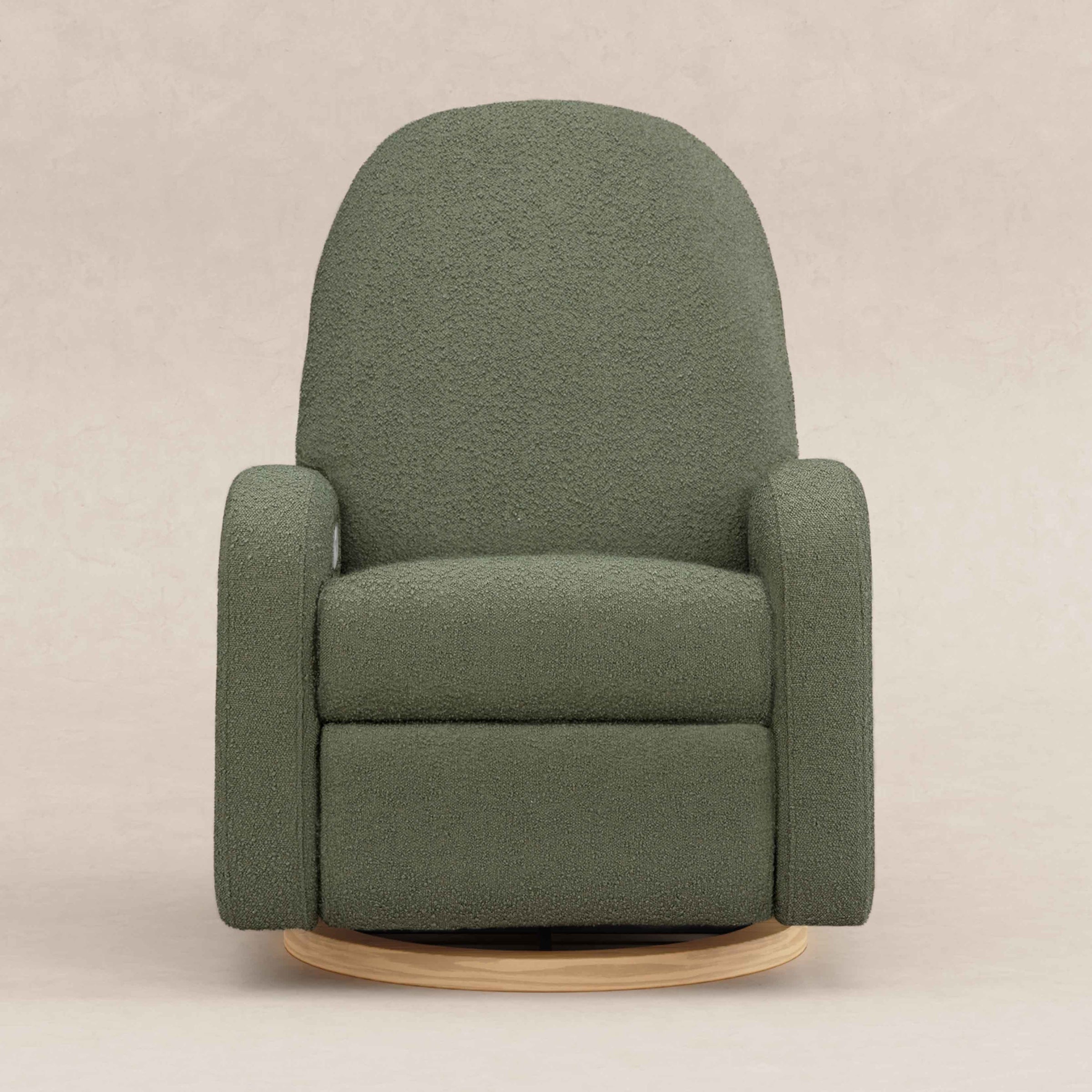 M23188OBLB,Nami Glider Recliner w/ Electronic Control and USB in Olive Boucle w/Light Wood Base
