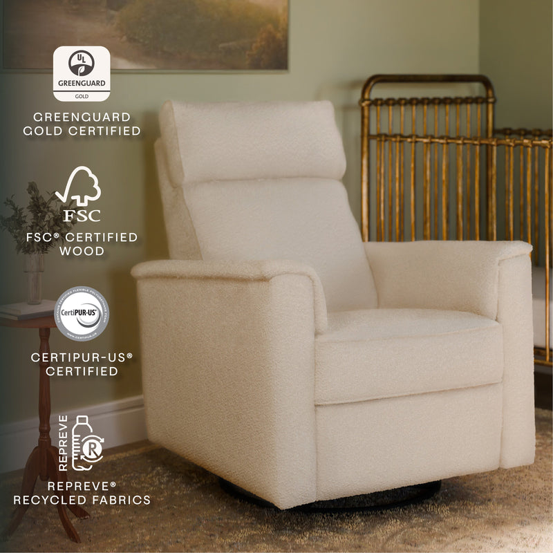 M17186PWB,Willa Plus Power Glider Recliner w/ Power Headrest in Performance Ivory Boucle