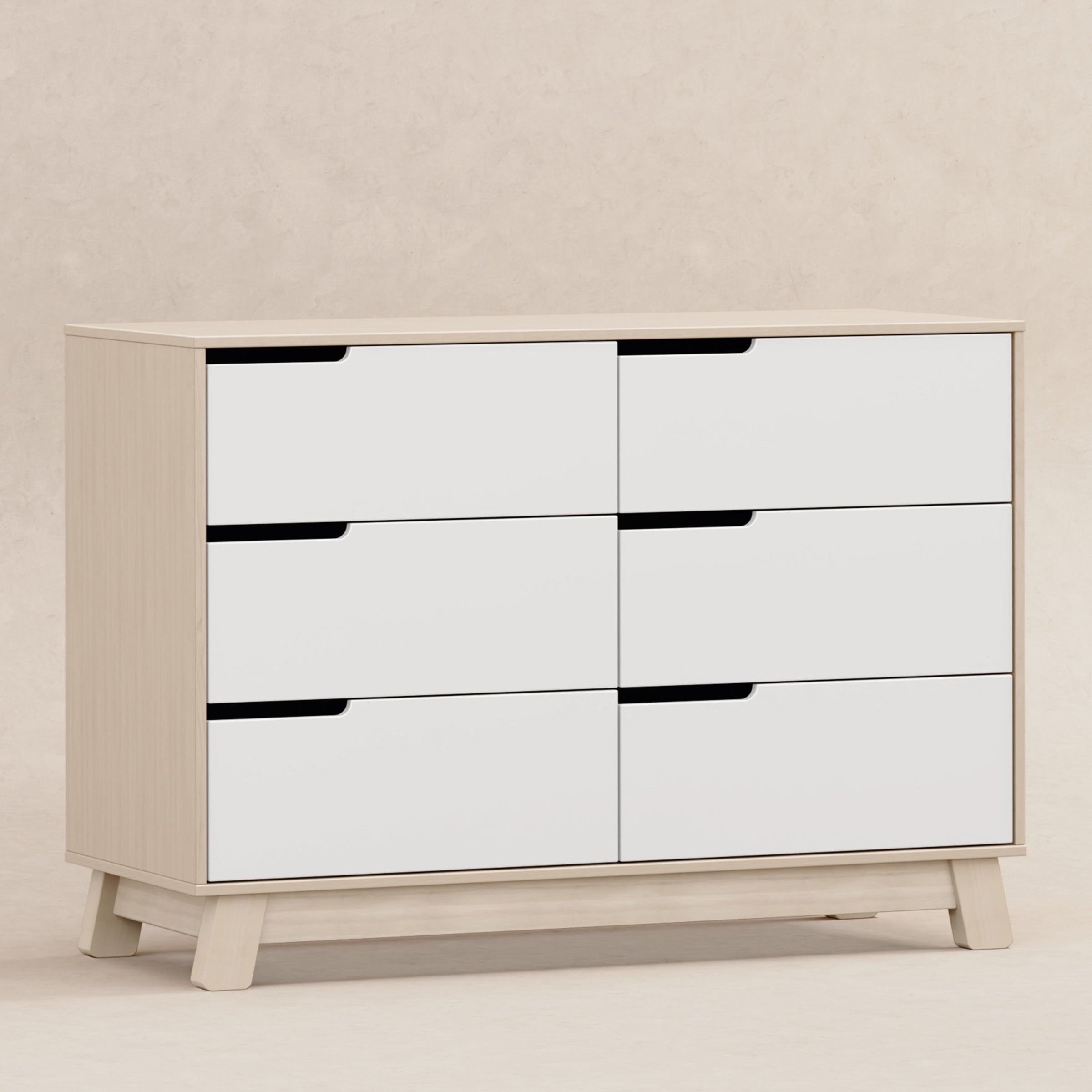 M4216NXW,Hudson 6-Drawer Double Dresser  Assembled in Washed Natural and White