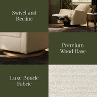 M22287WBLB,Crewe Recliner and Swivel Glider in Ivory Boucle w/Light Wood Base