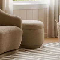 M22985SAB,Enoki Storage Ottoman in Sand Boucle