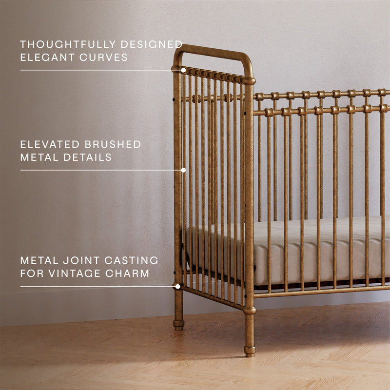 M15501VG,Abigail 3-in-1 Convertible Crib in Vintage Gold