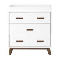 M5823WNL,Scoot 3-Drawer Changer Dresser in White/Natural Walnut Finish