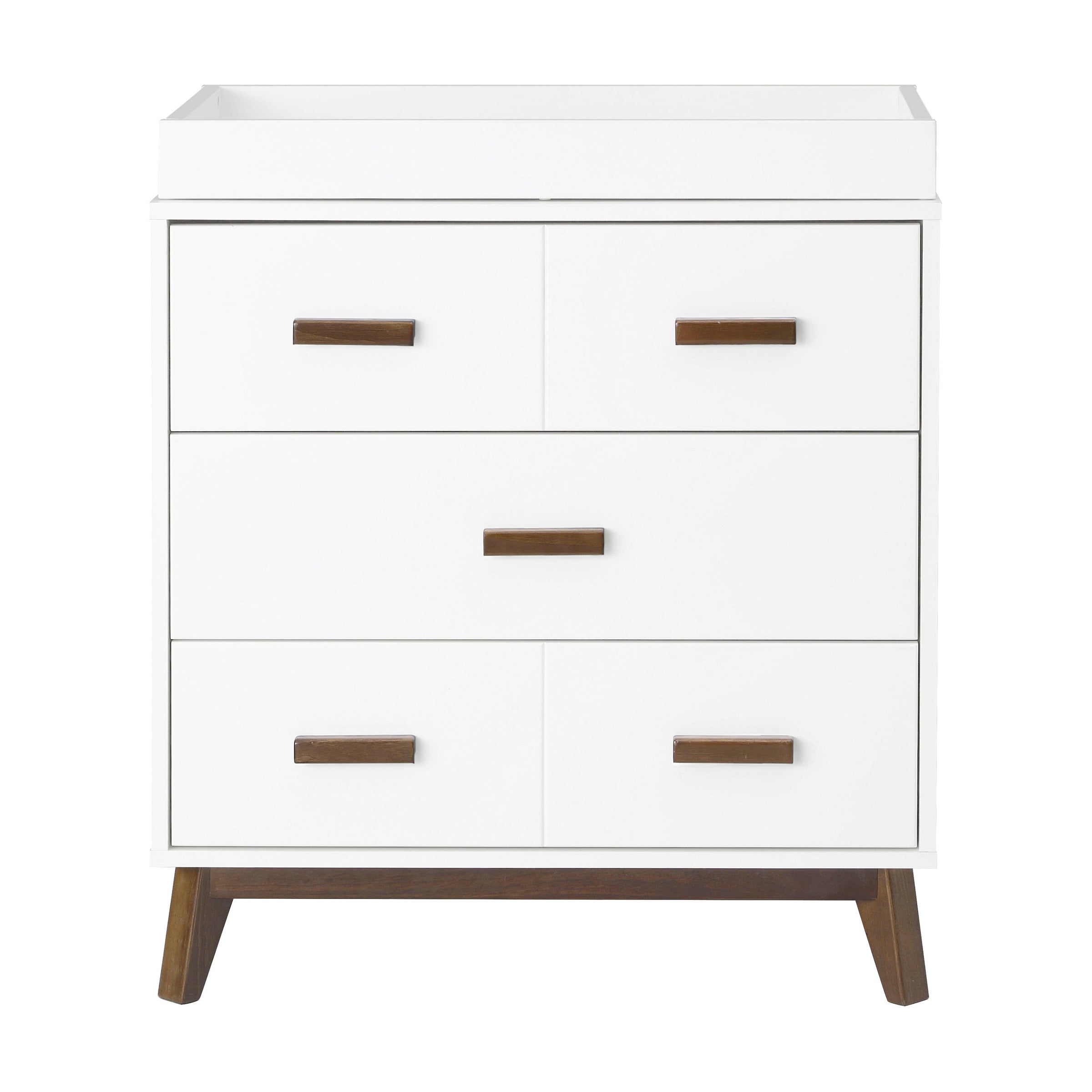 M5823WNL,Scoot 3-Drawer Changer Dresser in White/Natural Walnut Finish