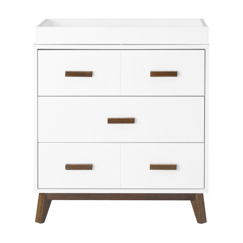 M5823WNL,Scoot 3-Drawer Changer Dresser in White/Natural Walnut Finish