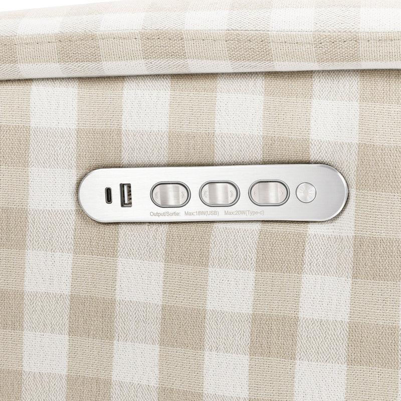 M17182TGH,Willa Pro Power Glider Recliner w/ Power Lumbar in Tan Gingham