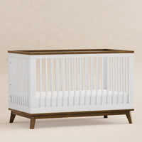 M5801WNL,Scoot 3-in-1 Convertible Crib w/ToddlerBed Conversion Kit in White/NaturalWalnut