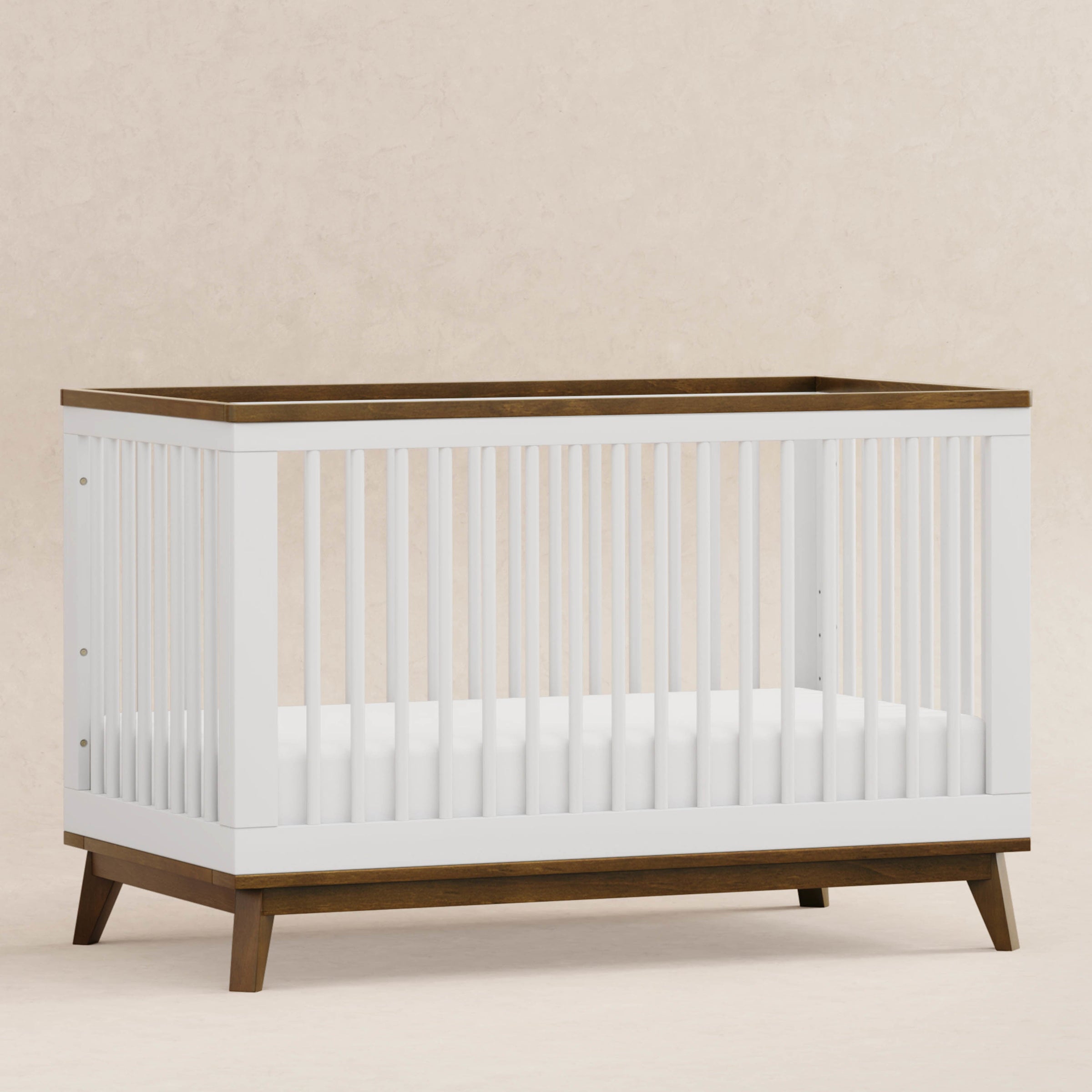 M5801WNL,Scoot 3-in-1 Convertible Crib w/ToddlerBed Conversion Kit in White/NaturalWalnut
