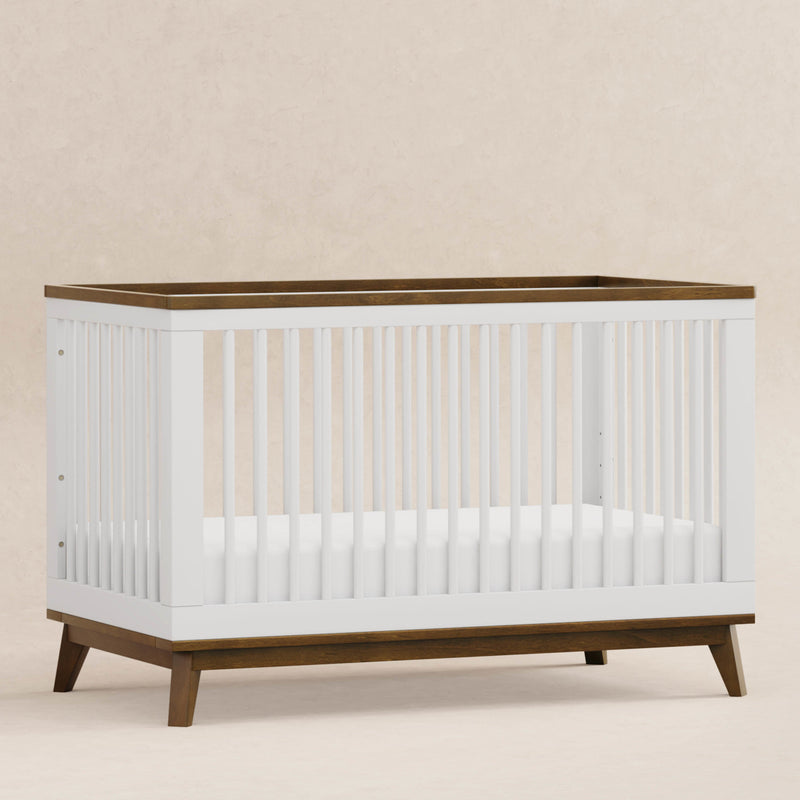 M5801WNL,Scoot 3-in-1 Convertible Crib w/ToddlerBed Conversion Kit in White/NaturalWalnut