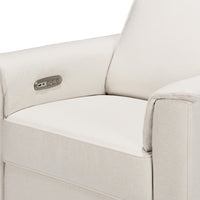 B17186PCMEWLB,Willa Plus Power Glider Recliner w/ Power Headrest in Performance Cream Eco-Weave w/Light Wood base
