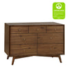 M15916NL,Palma 7-Drawer Double Dresser  Assembled in Natural Walnut