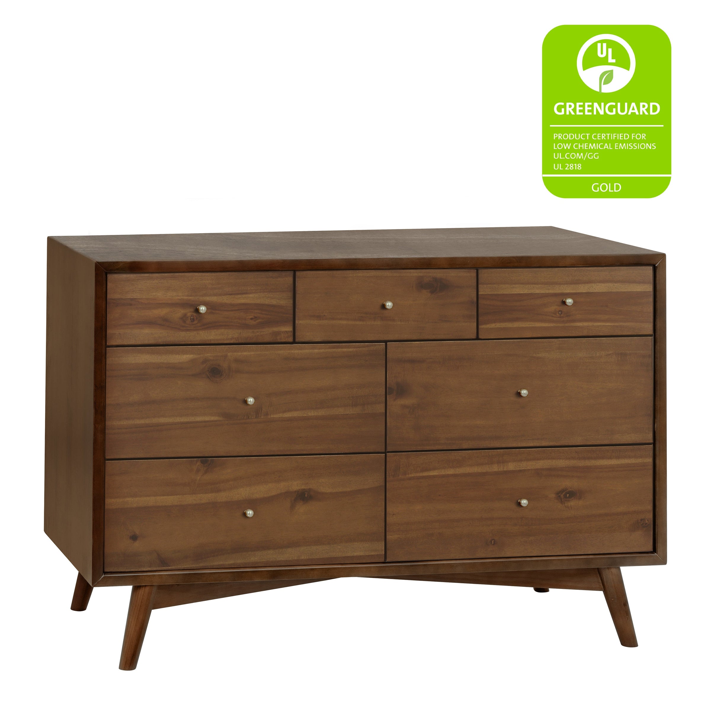 M15916NL,Palma 7-Drawer Double Dresser  Assembled in Natural Walnut