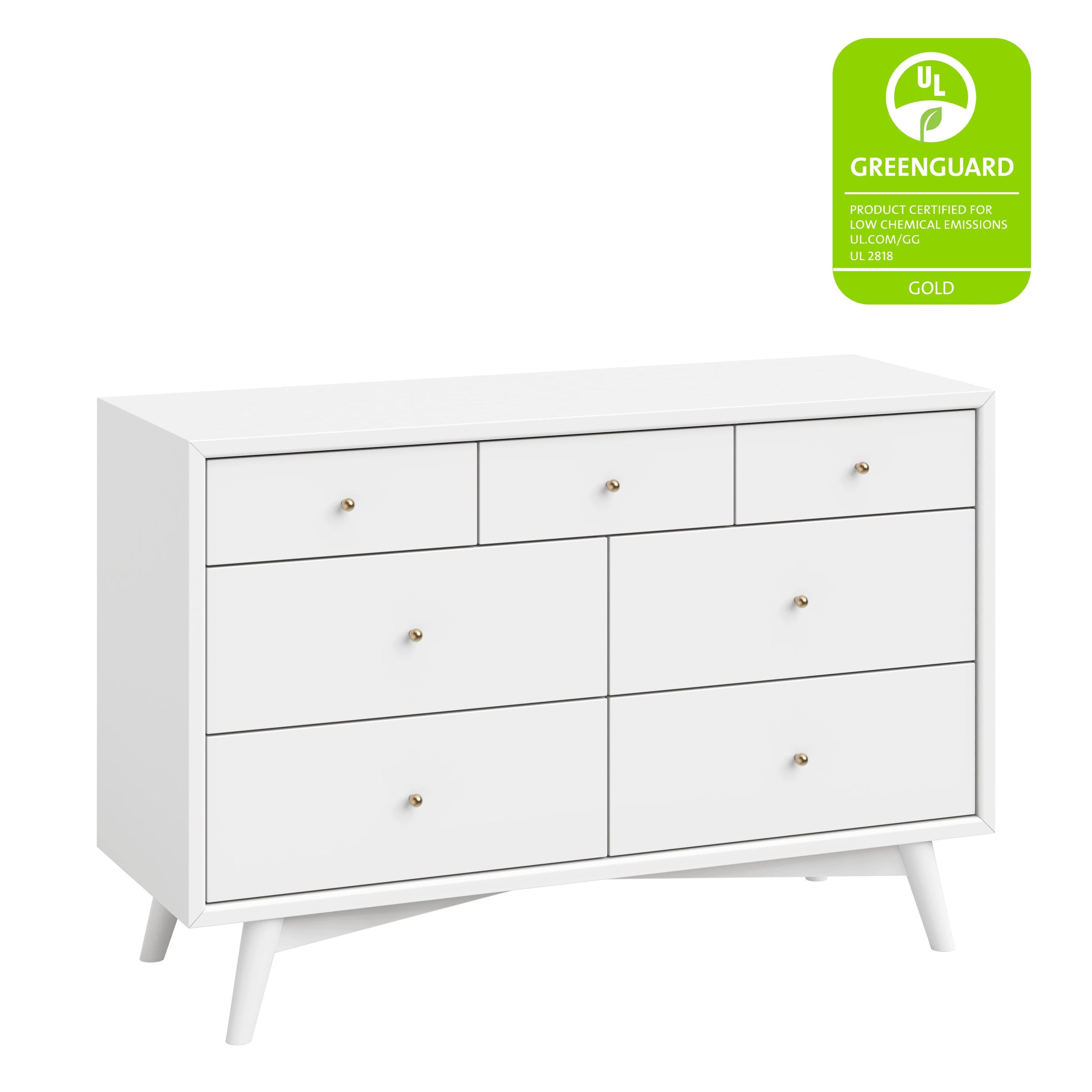 M15916W,Palma 7-Drawer Double Dresser  Assembled in White