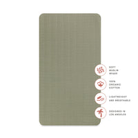 T29735MCA,Matcha Muslin Crib Sheet in GOTS Certified Organic Cotton