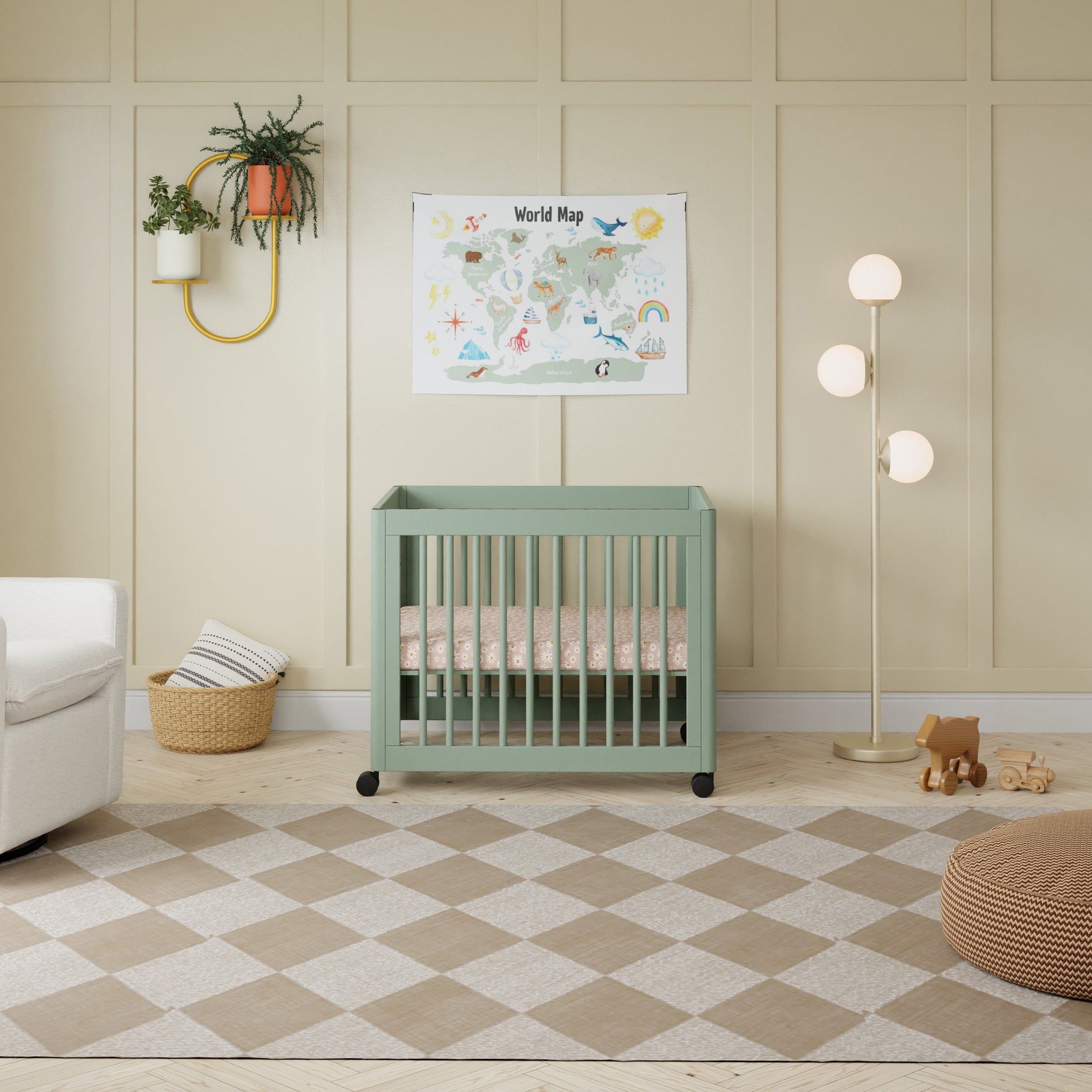 M23401LS,Yuzu 8-in-1 Convertible Crib w/All-Stages Conversion Kits in Light Sage