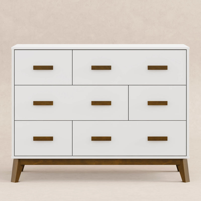M5826WNL,Scoot 6-Drawer Dresser in White/Natural Walnut