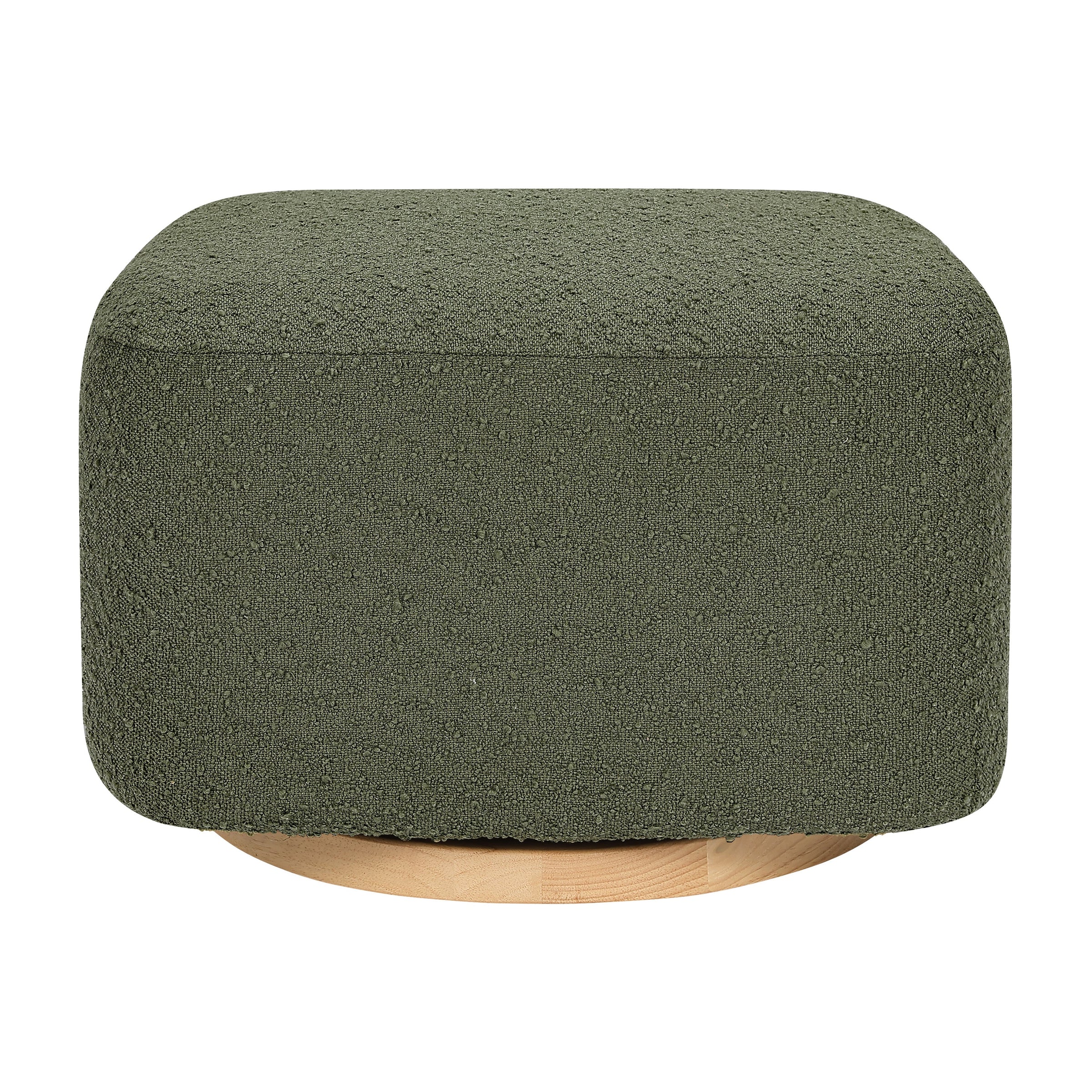 M26385OBLB,Kiwi Gliding Ottoman in Olive Boucle w/ Light Wood Base