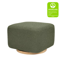 M26385OBLB,Kiwi Gliding Ottoman in Olive Boucle w/ Light Wood Base