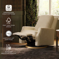 M22287WBLB,Crewe Recliner and Swivel Glider in Ivory Boucle w/Light Wood Base