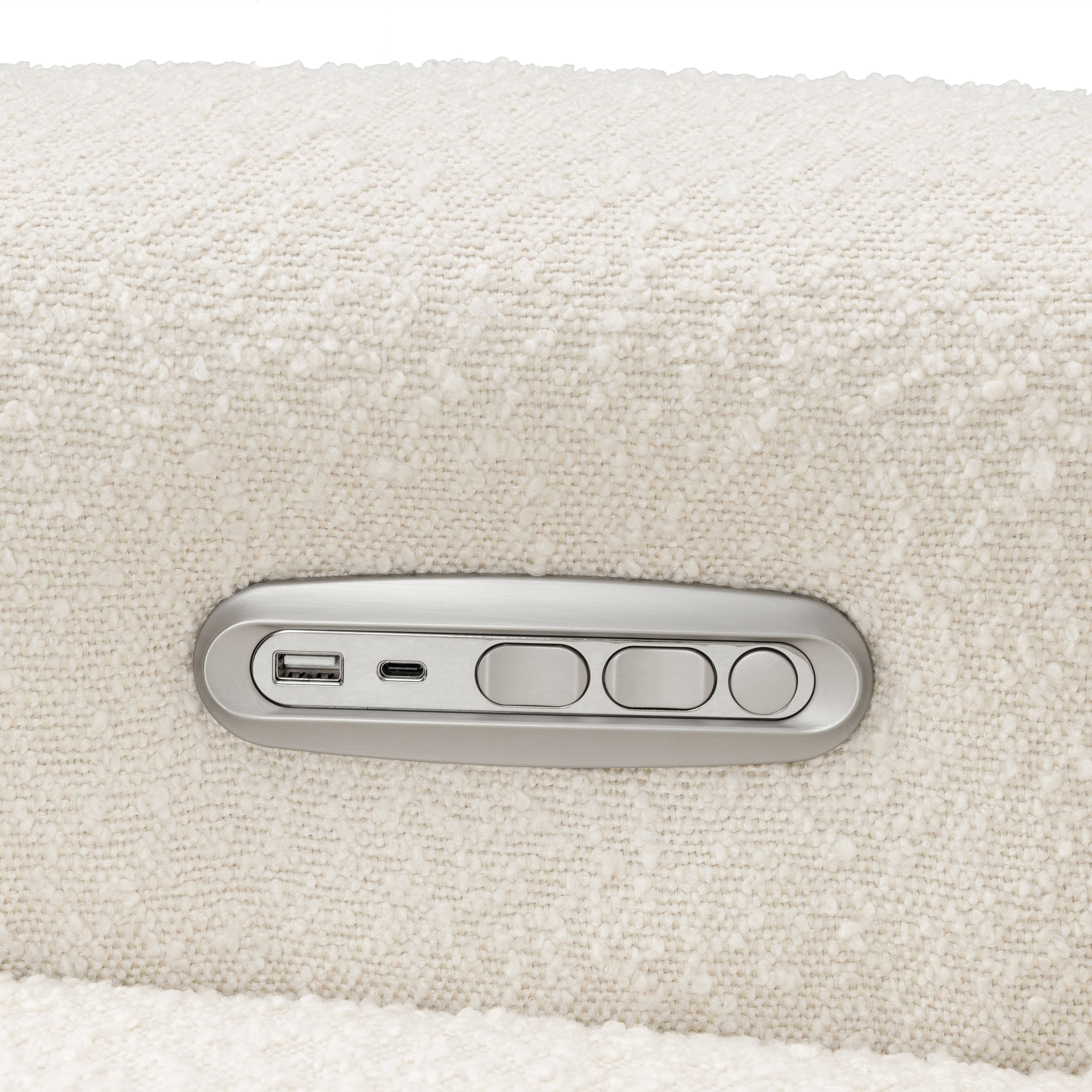 B17186WBLB,Willa Plus Power Glider Recliner w/ Power Headrest in Ivory Boucle with Light Wood Base