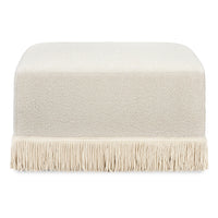 M21785WBIF,Crawford Gliding Ottoman in Ivory Boucle with Ivory Tassel Fringe