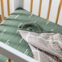 T27136,Ocean Waves Muslin Mini Crib Sheet in GOTS Certified Organic Cotton