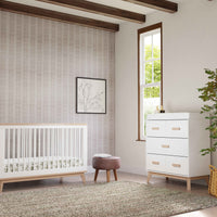 M5823WNX,Scoot 3-Drawer Changer Dresser in White/Washed Natural Finish