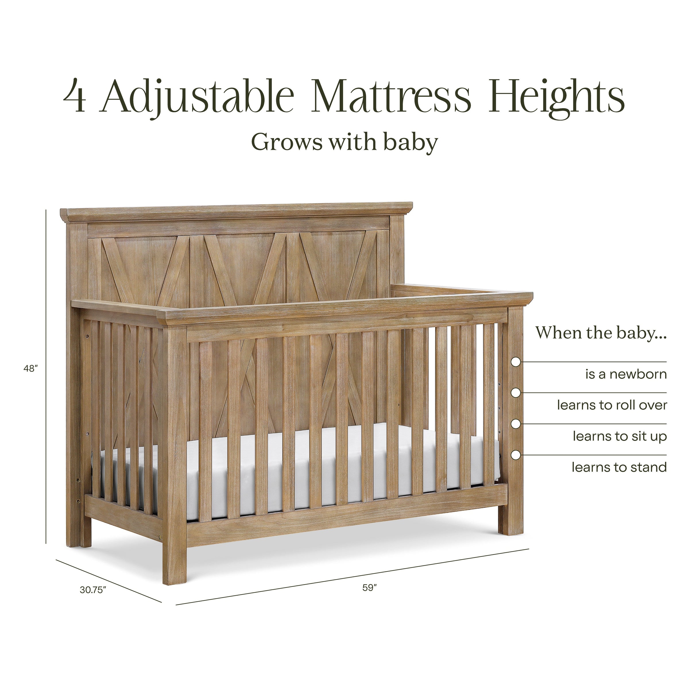 B14501DF,Emory Farmhouse 4-in-1 Convertible Crib in Driftwood
