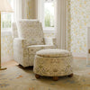 M30985TTFTDF,Tuffet Storage Ottoman Strawberry Thief in Fig&Thyme w/DarkWood Ball Feet