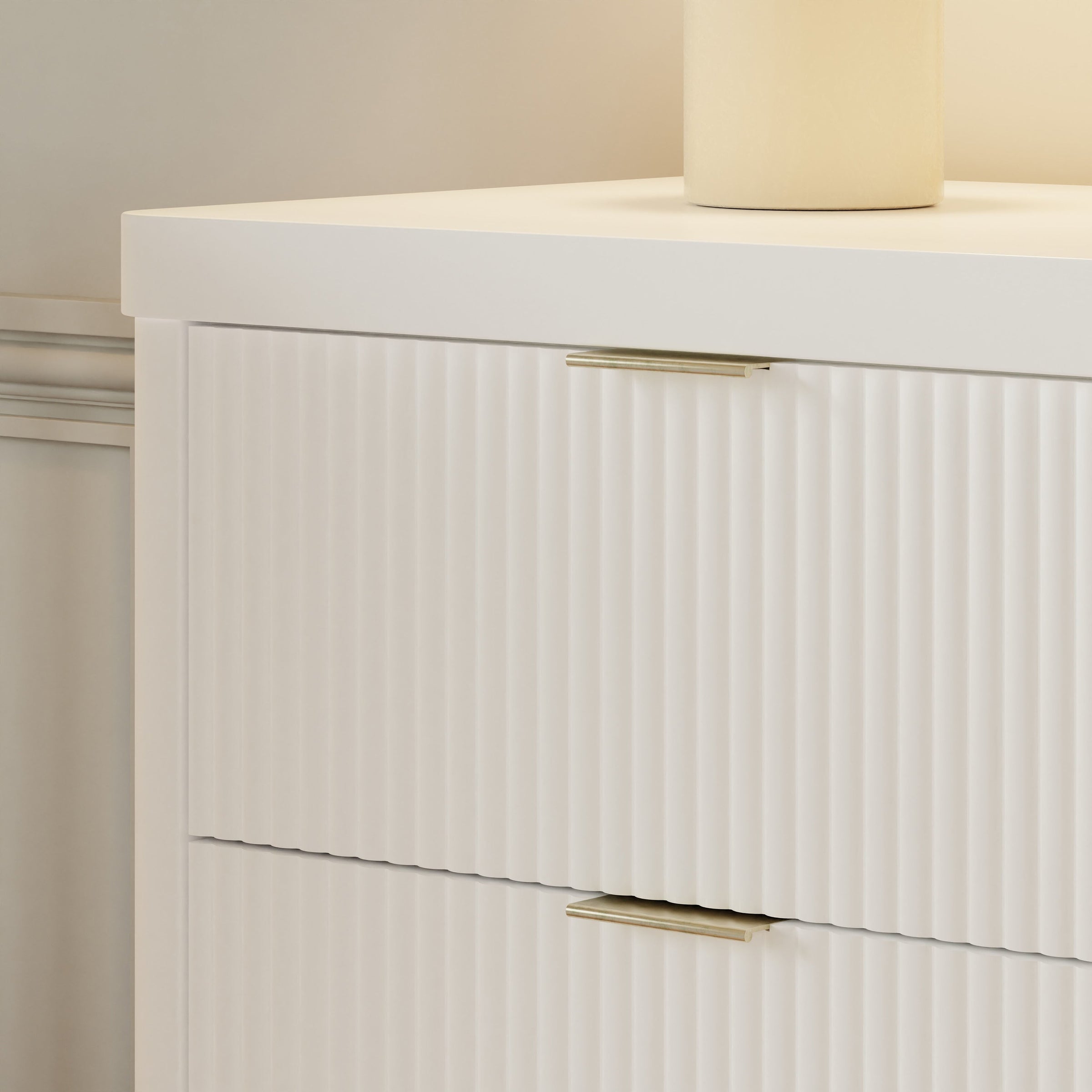 M26716RW,Brimsley Tambour 6-Drawer Assembled Dresser in Warm White