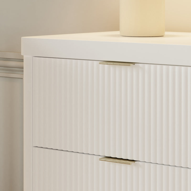 M26716RW,Brimsley Tambour 6-Drawer Assembled Dresser in Warm White