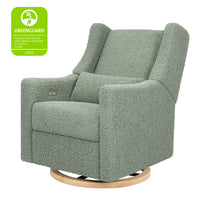 M11288STLB,Kiwi Glider Recliner w/ Electronic Control and USB in Sage Teddy Loop w/ Light Wood Base