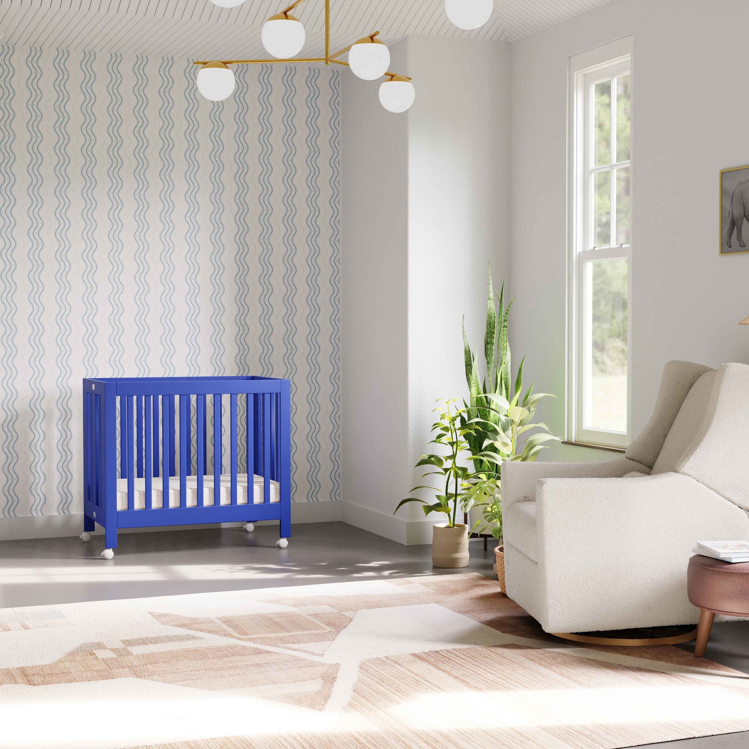 M6698CBT,Origami Mini Crib in Cobalt
