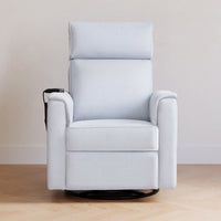 M17183PCET,Willa Deluxe Power Glider Recliner w/Heat&Massage in Performance Blue Chambray Eco-Twill