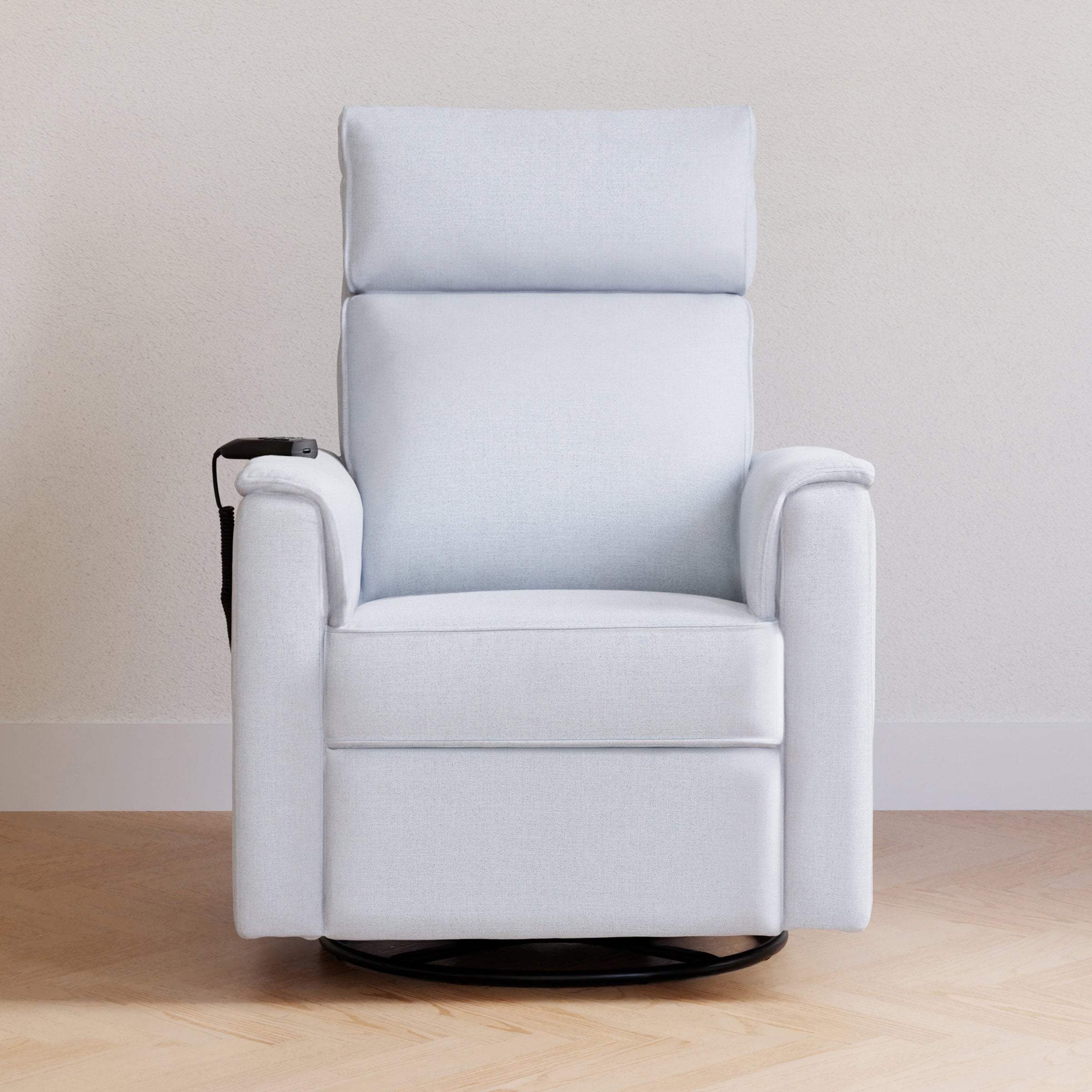 M17183PCET,Willa Deluxe Power Glider Recliner w/Heat&Massage in Performance Blue Chambray Eco-Twill