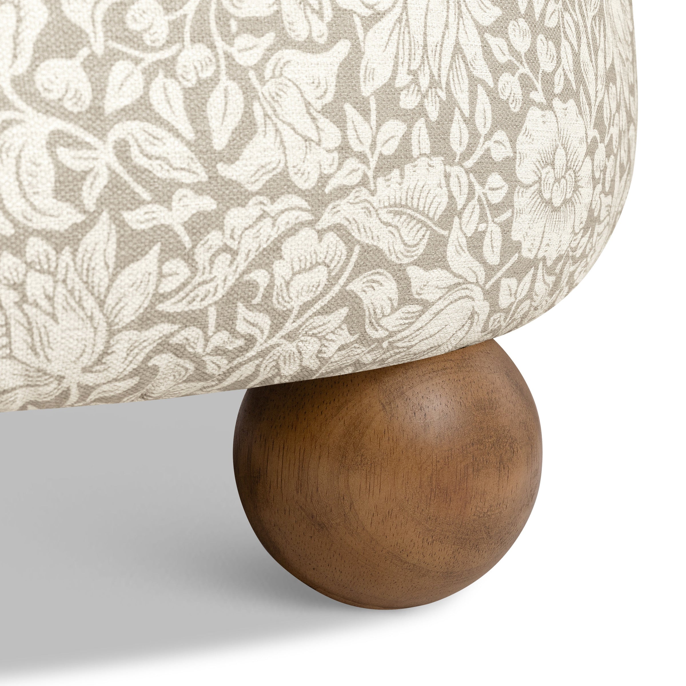 M30985MADF,Tuffet Storage Ottoman Mallow in Ash w/ Dark Wood Ball Feet