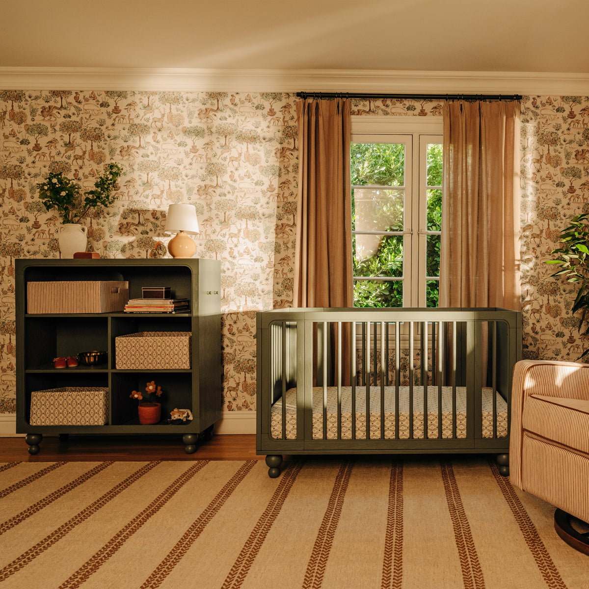 M33380AE,Nate Berkus x Babyletto Astre All-Stages Crib w/Bassinet & Toddler Bed Kits in Archival Elm