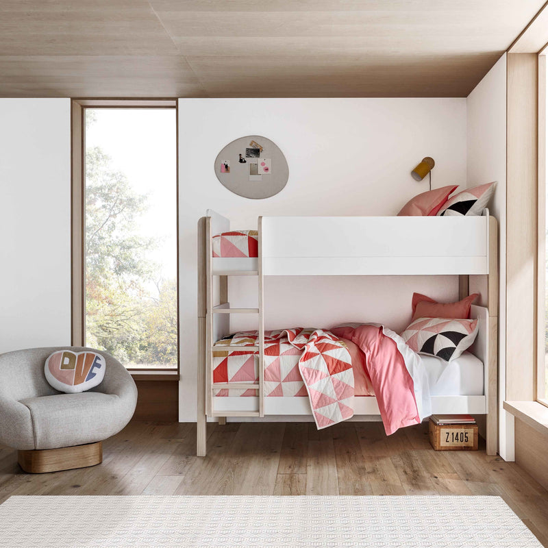 M18494WNX,TipToe Bunk Bed in White and Washed Natural